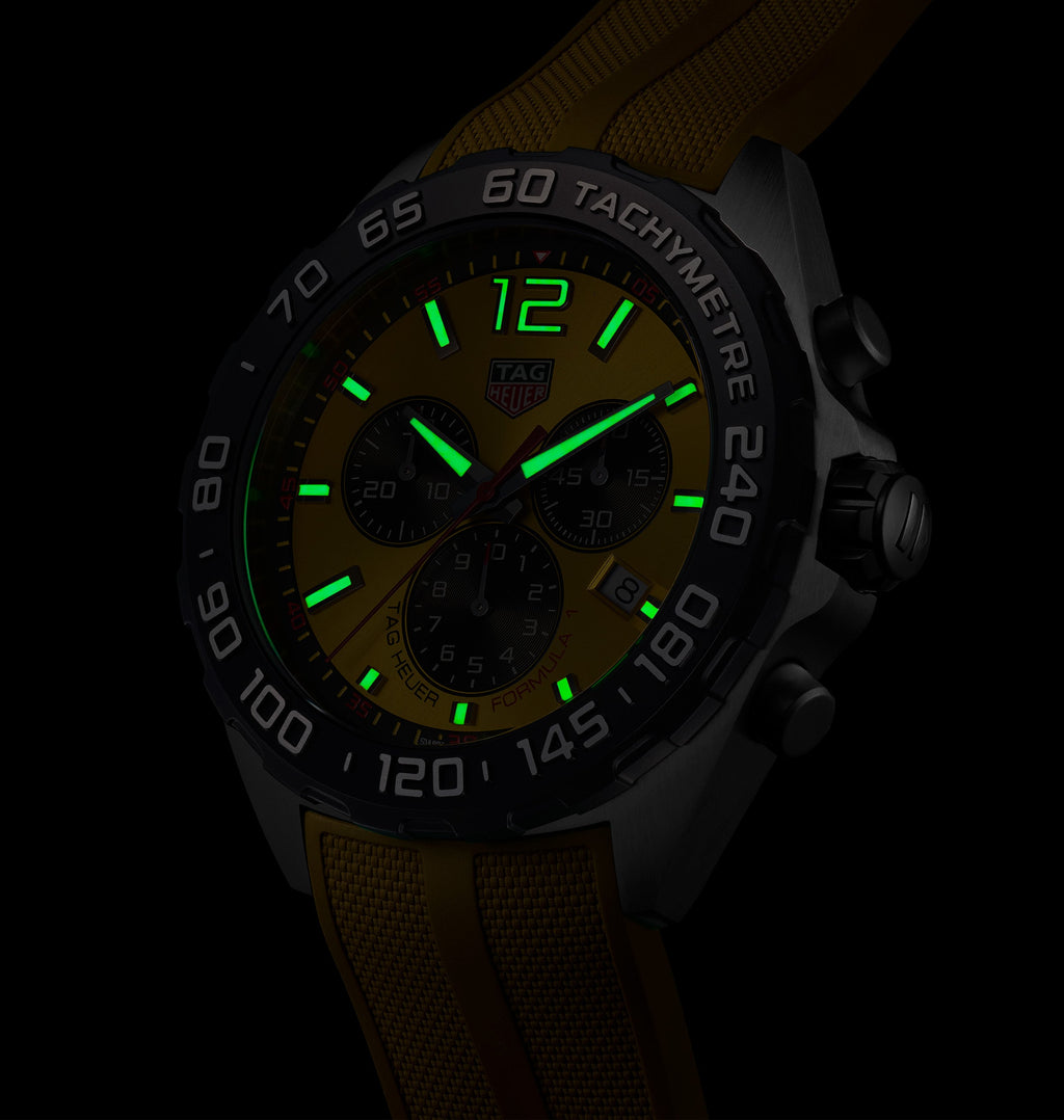 TAG Heuer Formula 1 Men's Quartz Chronograph Yellow Dial and Rubber Strap Watch