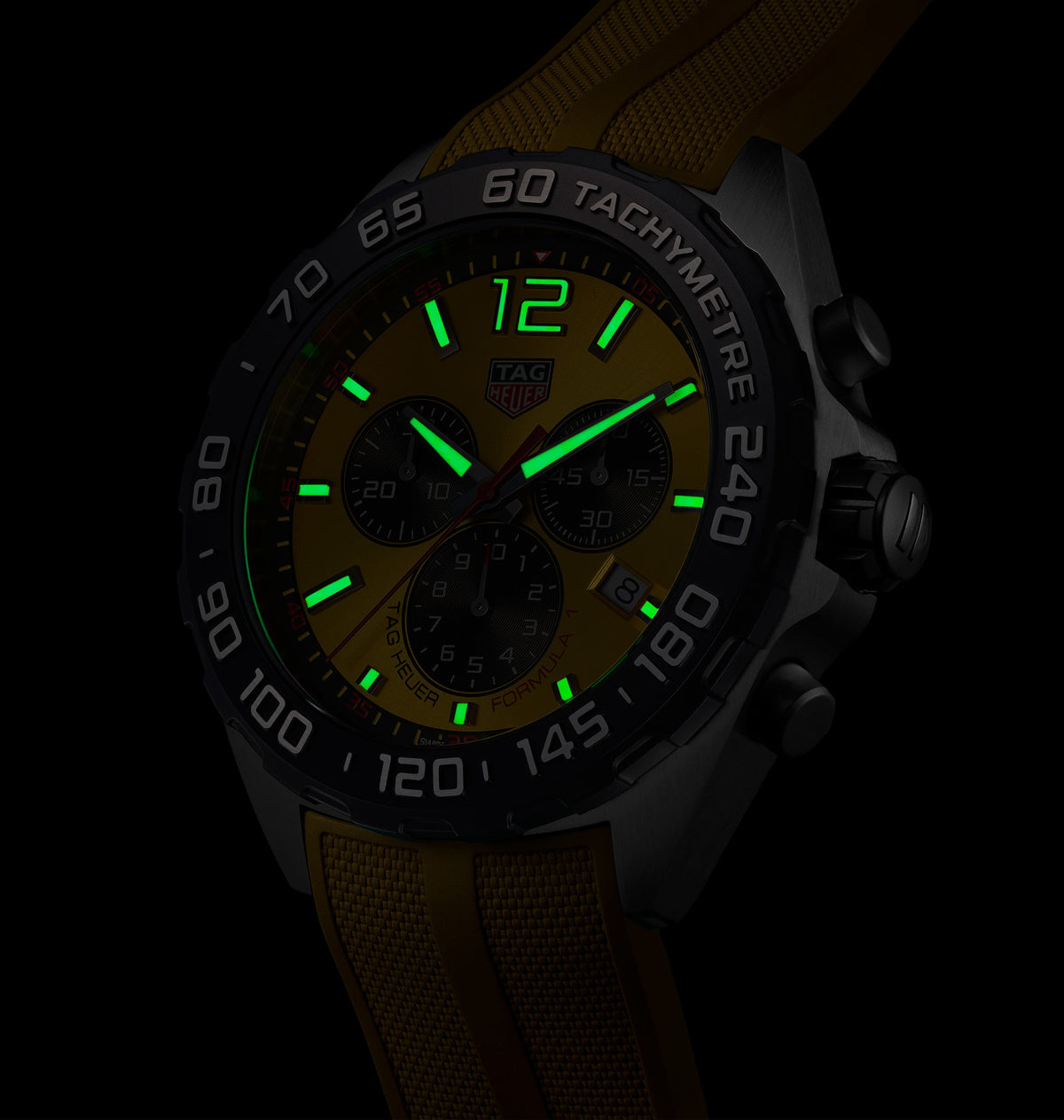 TAG Heuer Formula 1 Men's Quartz Chronograph Yellow Dial and Rubber Strap Watch