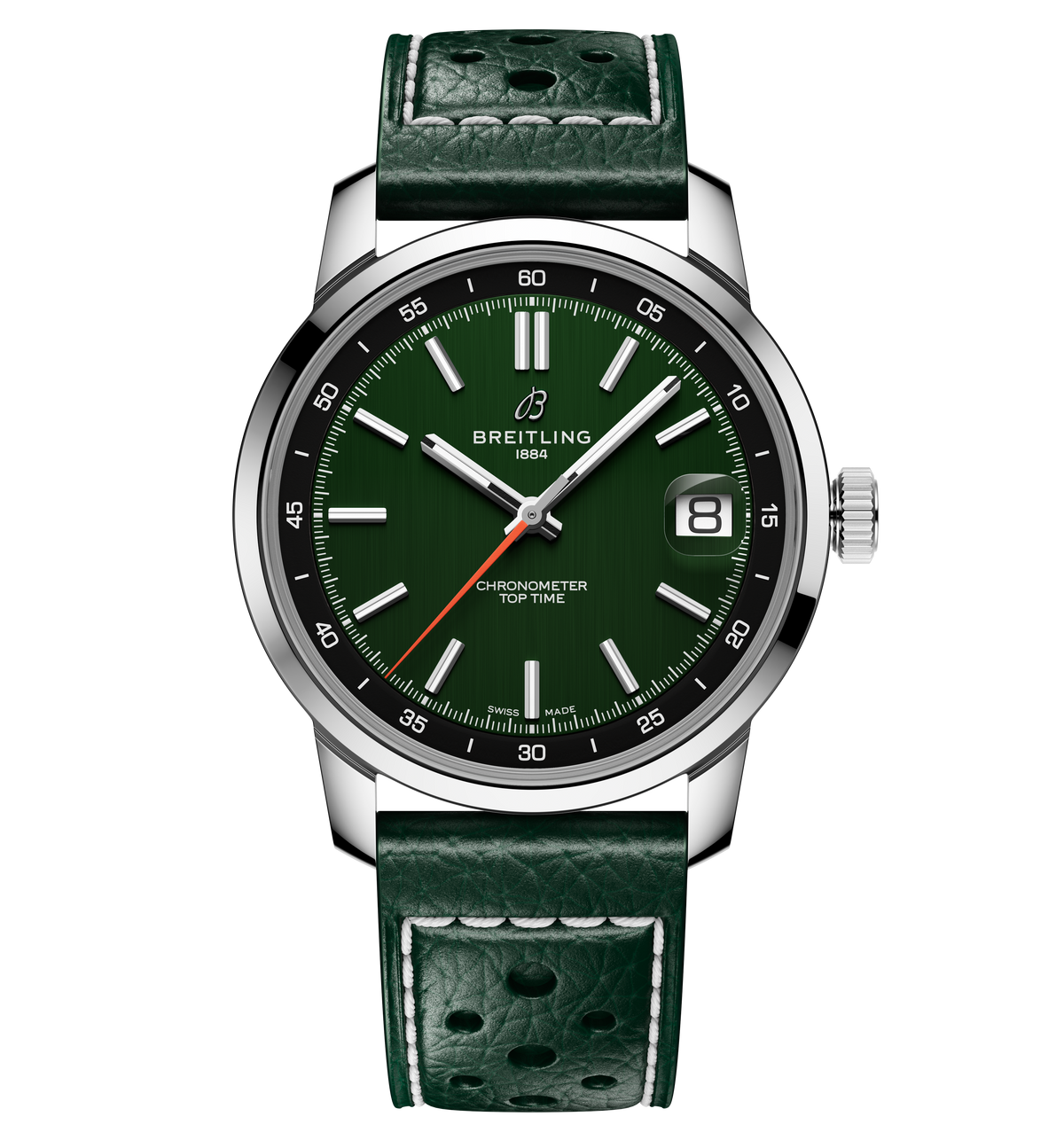 Breitling Top Time B31 38mm Watch with Green Leather Strap