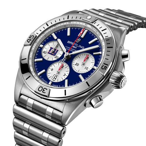 Breitling Chronomat B01 42 NFL New York Giants Edition with Stainless Steel Bracelet