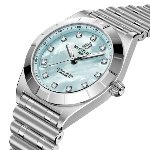 Breitling Chronomat 28 Watch with Blue Mother of Pearl Dial
