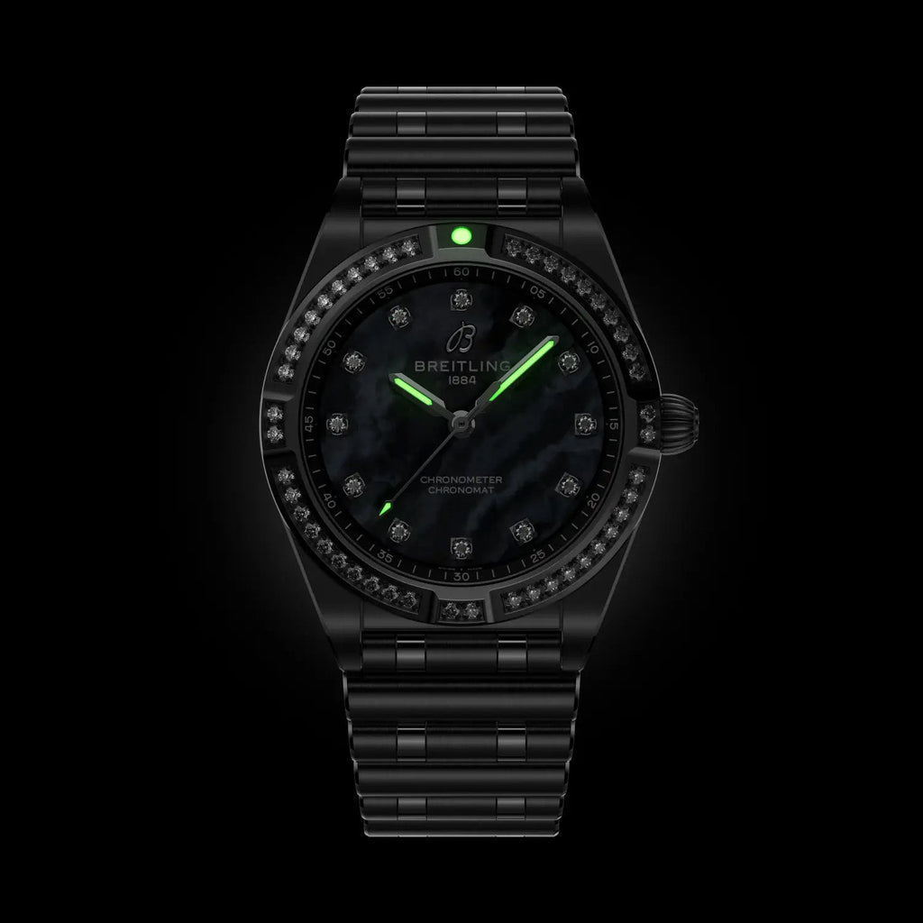Breitling Chronomat 28 Watch with Black Mother of Pearl Dial