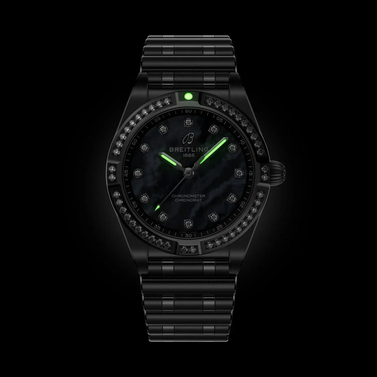 Breitling Chronomat 28 Watch with Black Mother of Pearl Dial