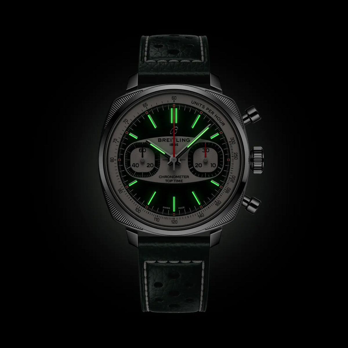 Breitling Top Time B01 Racing 38mm Watch with Green Leather Strap, Limited Edition