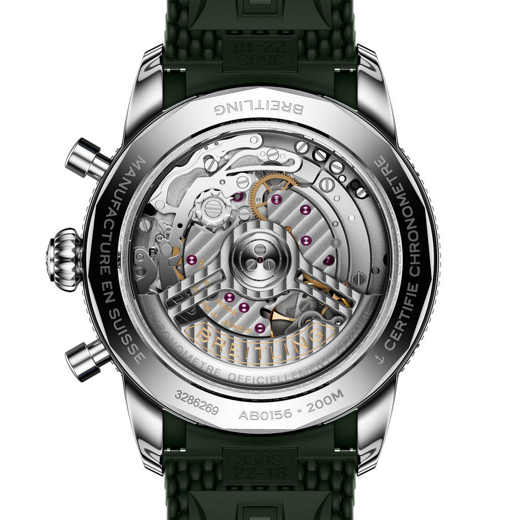 Breitling Superocean Heritage B01 Chronograph 42 Watch with Green Mesh Rubber Strap