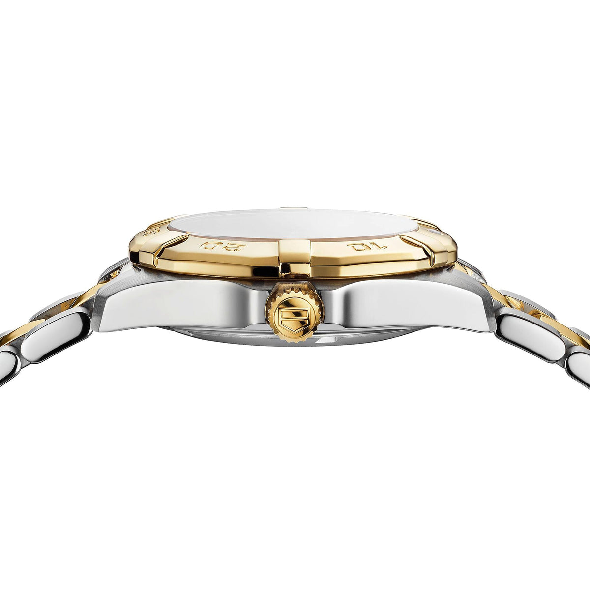 TAG Heuer Aquaracer Ladies' Quartz Movement Mother-of-Pearl Dial and Yellow Gold Bezel Watch