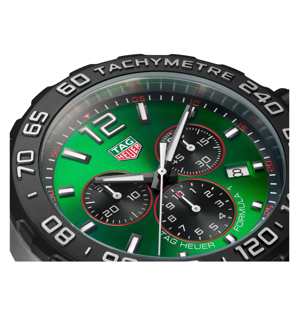 TAG Heuer Formula 1 Men's Quartz Chronograph Green Dial and Rubber Strap Watch