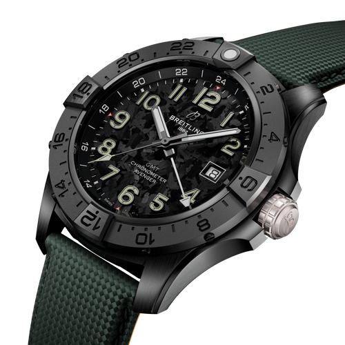 Breitling Avenger Automatic GMT 44 Night Mission Watch with Leather Strap