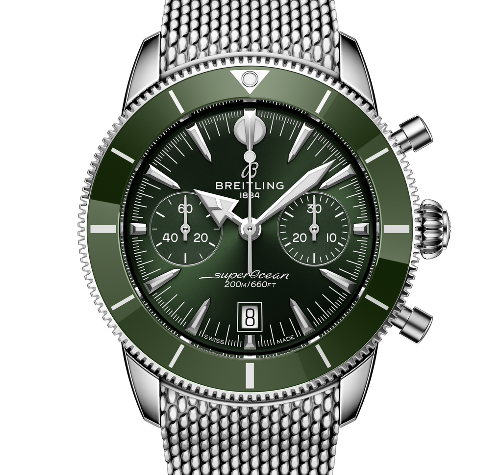 Breitling Superocean Heritage B01 Chronograph 42 Watch with Green Dial