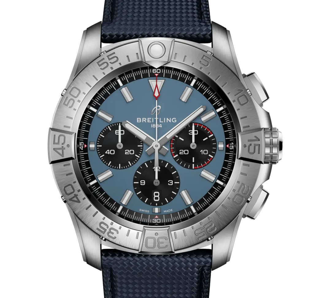 Breitling Super Avenger B01 Chronograph 46 Watch with Blue Leather Strap